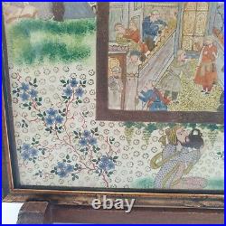 Antique / Vintage Fine Middle Eastern Painting Of a Busy Town Qajar Style