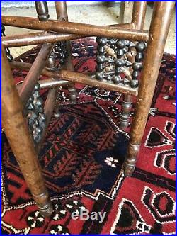 Antique Vintage Oriental Middle Eastern Brass Tray Table Wooden Folding Base