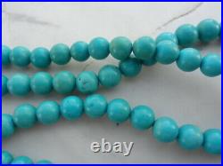 Antique Vintage Persian Turquoise Necklace 7- 8 mm Long Beaded Strand 33 inches