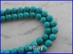 Antique Vintage Persian Turquoise Necklace 7- 8 mm Long Beaded Strand 33 inches