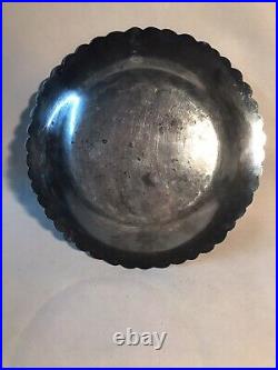 Antique Vintage Silver Plated Middle Eastern Plate w Calligraphy Makers Marks