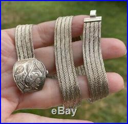 Antique Vintage Sterling Silver 925 Turkish Handmade Mesh Choker Necklace