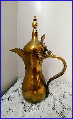 Antique Vtg Brass Dallah Arabic Middle Eastern Coffee Tea Pot