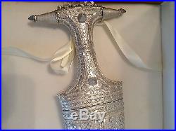 Antique Yemen Silver Arab Jambiya Dagger Middle eastern Yemenite Withcase