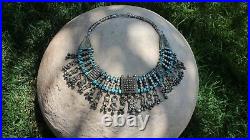 Antique Yemenite Filigree silver Necklace with turquoise beads Islamic Bridal