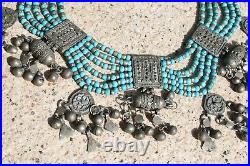 Antique Yemenite Filigree silver Necklace withe fairuz beeds Islamic Bridal