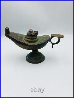 Antique aladdin's Oil lamp Copper decor home handmade 13 X 9 Cm