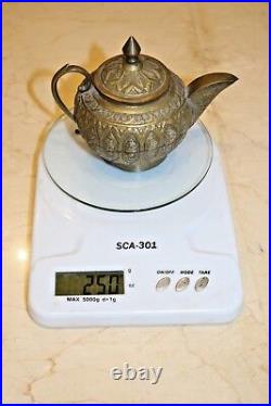 Antique ancient brass teapot handmade needle engraving middle eastern