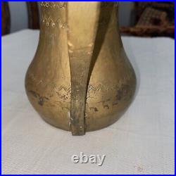 Antique brass middle eastern coffee tea kettle 12 Tall Over A Kilogram Stamped