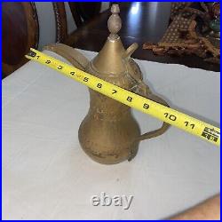 Antique brass middle eastern coffee tea kettle 12 Tall Over A Kilogram Stamped