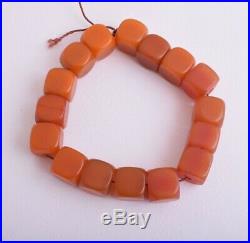 Antique butterscotch Bakelite Yemen Amber cube beads Necklace-139 gram