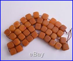 Antique butterscotch Bakelite Yemen Amber cube beads Necklace-329 gram