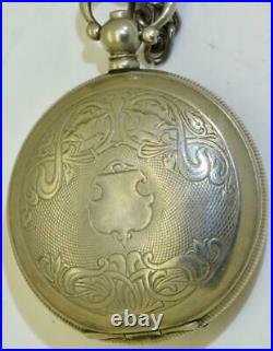 Antique full hunter silver hand engraved case pocket watch for Ottoman market