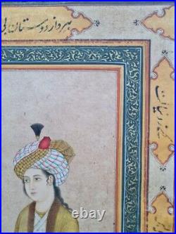 Antique islamic Qajar persian handmade miniature painting Ahmed Tabrizi, 19th C