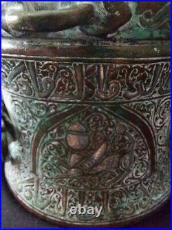 Antique islamic khorasan copper inkwell eastern persian 19th century
