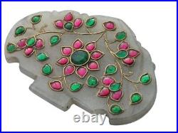 Antique islamic mughal handmade jade pendant studded wid precious stones 19th C