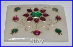 Antique islamic mughal handmade jade pendant studded wid precious stones 19th C