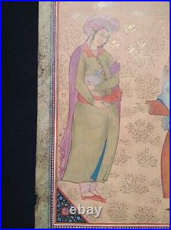 Antique islamic persian safavid handmade miniature painting on sufism, 18th C