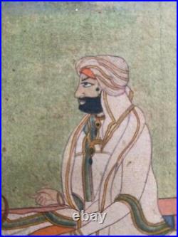 Antique islamic sikh school miniature painting depecting Guru 18th C