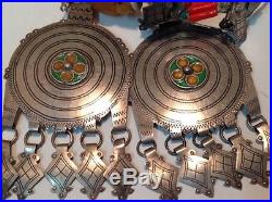 Antique judaica silver Moroccan Berber braid earrings set with Amber (m850)