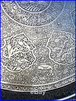 Antique large persian islamic qajar safavid pahlavi middle eastern brass tray