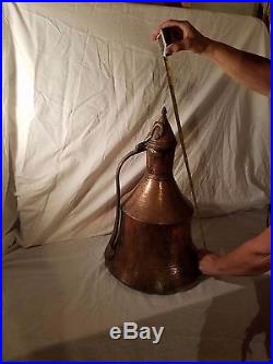 Antique middle Eastern Copper Water Carrier of bell-shaped with domed cover 23