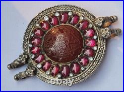 Antique mughal handmade islamic silver bazuband studded with rubies n diamonds