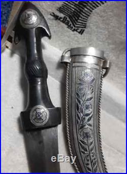 Antique neillo Silver craved Dagger Knife Khanjar Caucasia Islamic Middle Easter