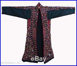 Antique orient Uzbek Teke Turkmen women's silk Embroidered coat chyrpy Mantel -A