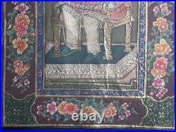 Antique persian Mohammad shah qajar handmade painting, late 19th C