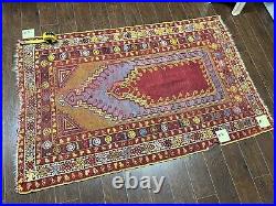 Antique prayer rug middle eastern vibrant colors