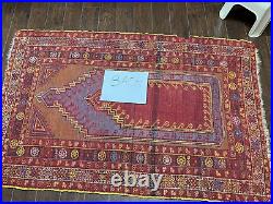 Antique prayer rug middle eastern vibrant colors