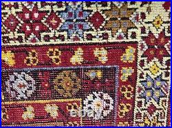 Antique prayer rug middle eastern vibrant colors