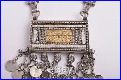 Antique traditional Omani Omani Saudi Islamic Silver &Gold Herz Pendant Necklace