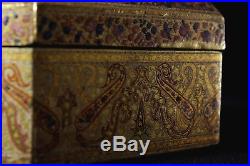 Antique very fine Indian Islamic 19th century Kashmiri gilt box