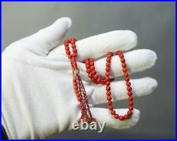 Antiques Islamic Ox Blood Red Natural Coral Prayer Worry Beads Full 99+Imam 26g