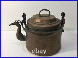Antiques Middle East Copper Tea Kettle, 10 Tall including Handle, 10 Widest