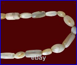 Arabic Jewelry 18th C, Antique Islamic Necklace Pearl-colored Agate Beads