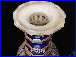 Assembled pair Bohemian overlay glass decanters 19thC Persian Turkish market