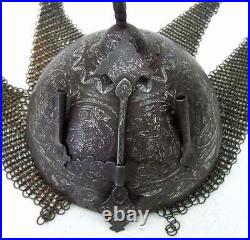 Authentic Antique Islamic Mughal Indo Persian Helmet to sword Talwar Shamshir