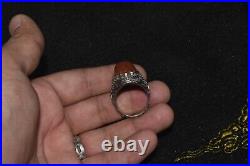 Authentic Antique Old Middle Eastern Silver Ring with Hakik Carnelian Bezel