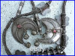 (B) Antique HUGE Silver HORSE Necklace Wedding Bedouin Yemen Prayer Box Amulet