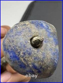 Bactria King Intaglio Stamp Bead, lapis Lazuli Signet Merchandise Seal Bead