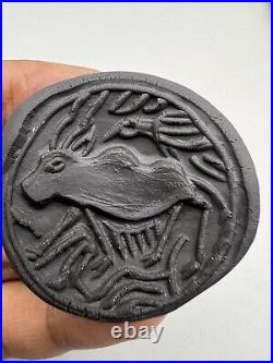 Bactrian Chloride Stone Seal, double Side Carved Pegasus Bull Intaglio Amulet