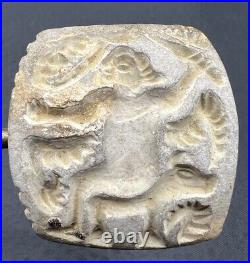 Bactrian Man Seated On Deer Chair Stone Seal Double Side Carved Intaglio Amulet