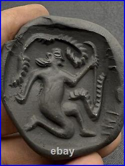 Bactrian Man Seated On Deer Chair Stone Seal Double Side Carved Intaglio Amulet