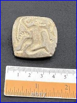 Bactrian Man Seated On Deer Chair Stone Seal Double Side Carved Intaglio Amulet