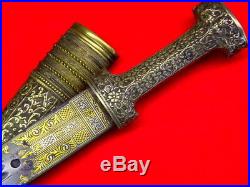 Beautiful 18th-19th C. Ottoman Turkish QAMA Dagger in Gold Gilt Silver mounts