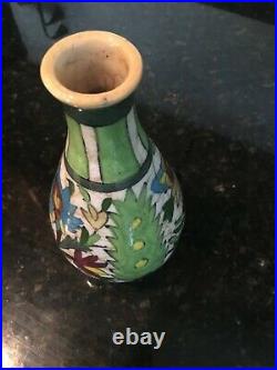 Beautiful 19th C. Antique Persian Empire Pottery Vase Hand Painted Stamped, MB222
