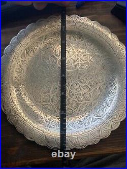 Beautiful Antique Middle Eastern Egyptian 900 Silver Tray Inscribed